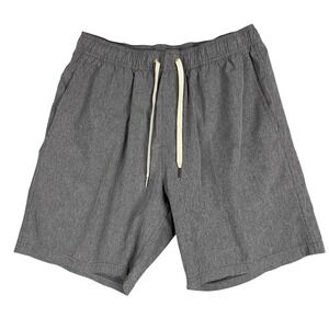 Fair Harbor Men's Gray Heathered Elastic Waist Drawstring Swim Shorts Size L